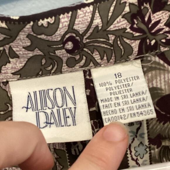 Allison Daley Womens Button Up Shirt Plus Size 18 Tunic Purple Paisley Boho Work - Picture 3 of 11